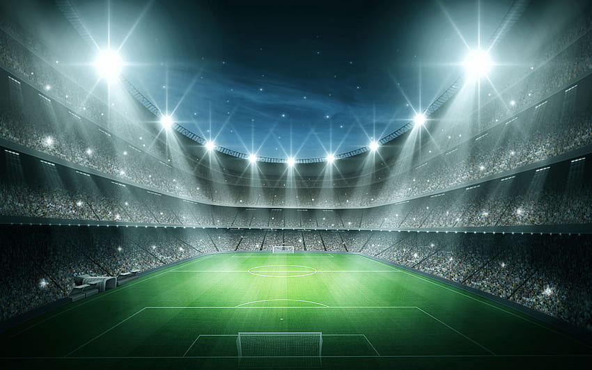 サッカー スタジアム - バット、サッカー ライトのサッカー スタジアムの背景 高画質の壁紙