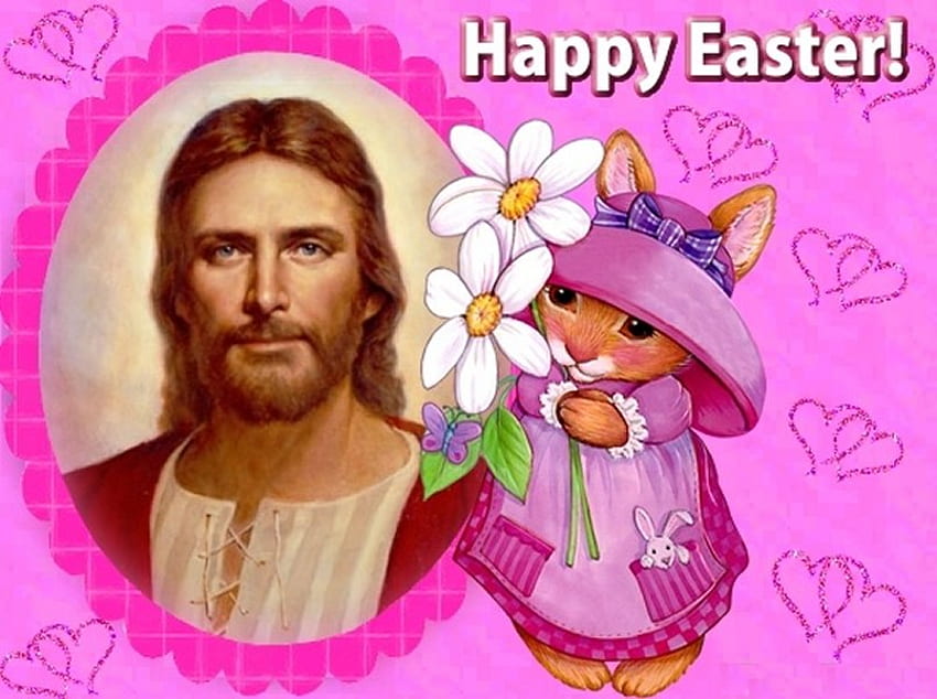 Joyeuses pâques, dieu, lapin, chrrist, fleur, jésus, pâques, religion, christianisme Fond d'écran HD