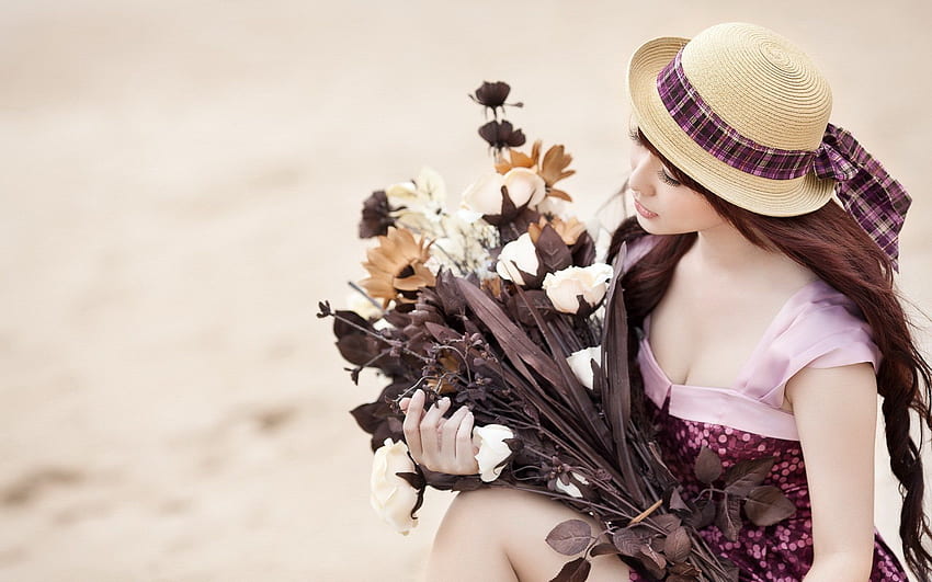 Asian Girl Flowers Vintage Asian Hd Wallpaper Pxfuel