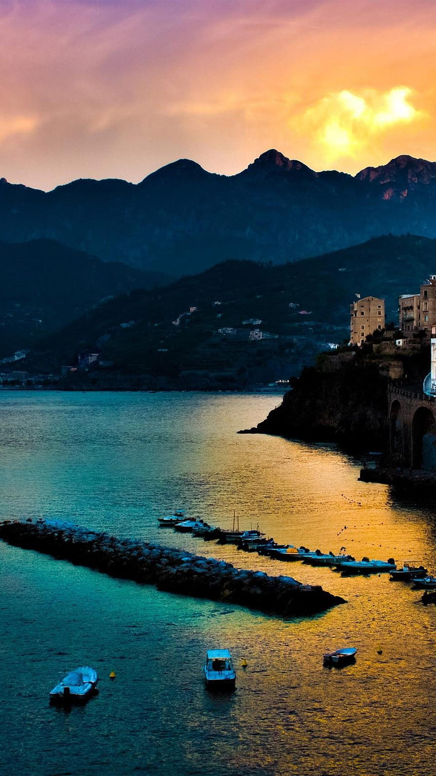 アマルフィ海岸イタリア。 フル本社、ヨーロッパ HD電話の壁紙
