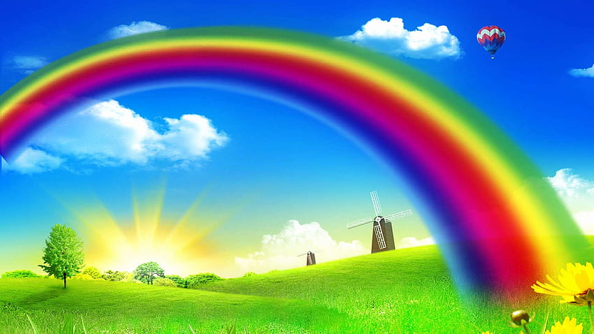 Real Life Beautiful Rainbow, Rainbow Landscape HD wallpaper