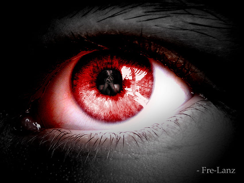 Alone in Fear, stare, eye, alone, red HD wallpaper