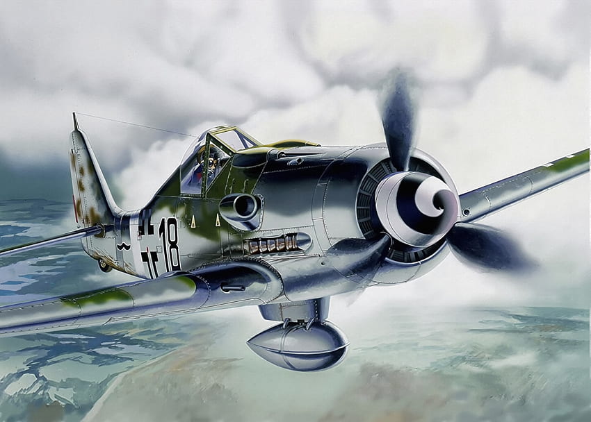 Flugzeug Deutsch Fw 190 D 9 Ww2 Deutsches Flugzeug Gemälde Art.-Nr HD-Hintergrundbild