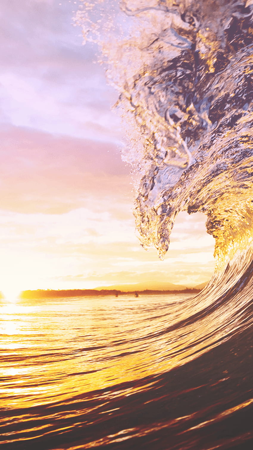 海の波の夕日。 アイフォン。 ♥ iPhone、銭湯 HD電話の壁紙