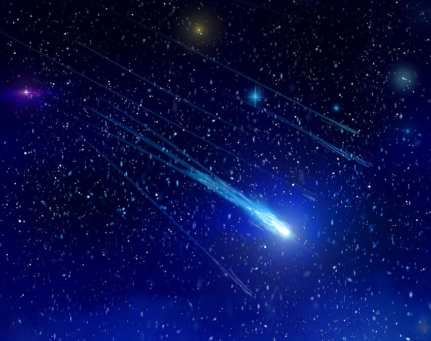 Weltraumsterne Sternschnuppe Weltraum - Echtblaue Sternschnuppe - - HD-Hintergrundbild