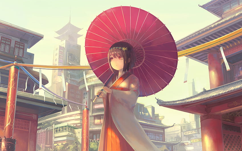 Gadis Anime, Pakaian Tradisional, Jepang, Wanita Tradisional Jepang Wallpaper HD