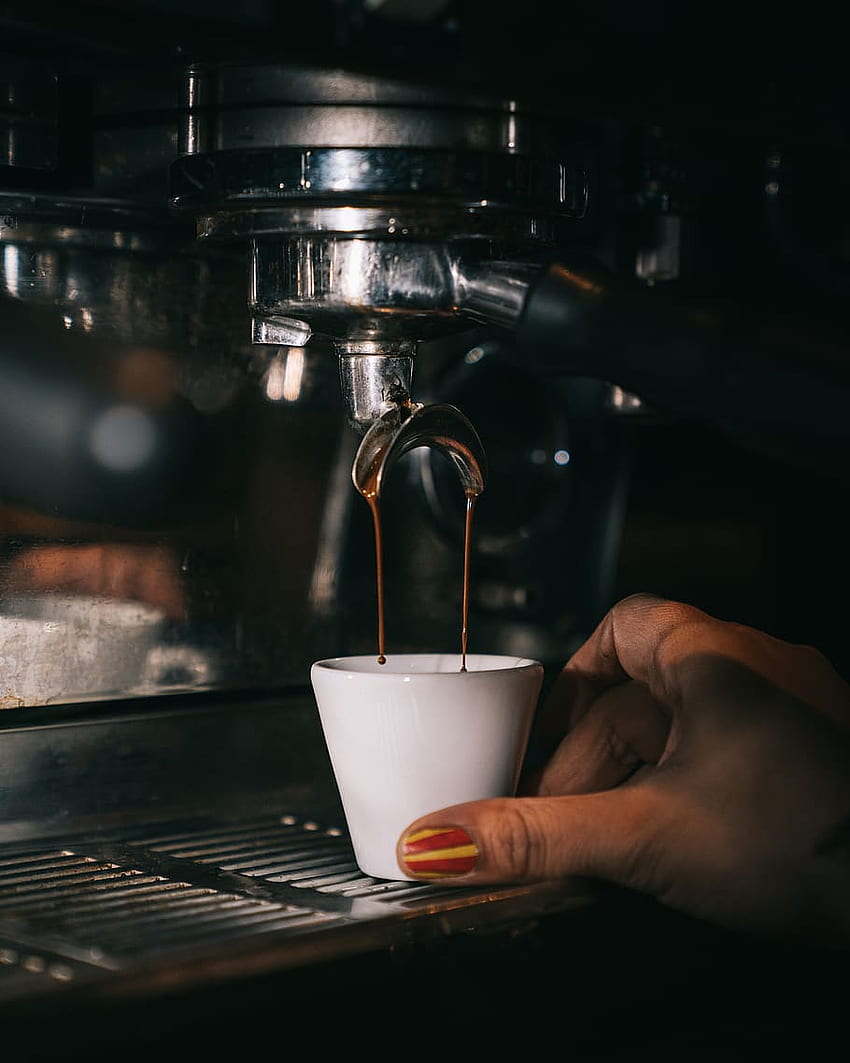 : coffee, espresso, coffee machine, hand, cup, drink, refreshment, Espresso Coffee HD phone wallpaper