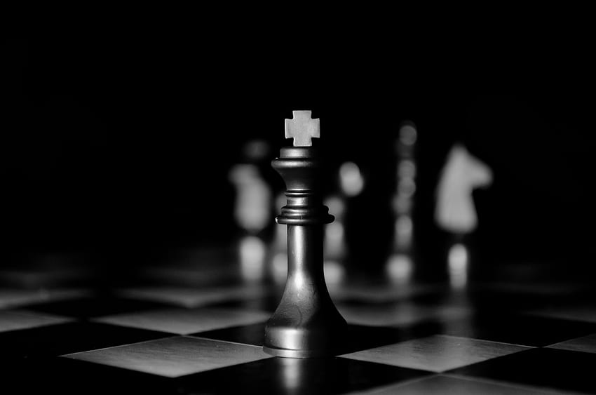 Chess, black, chess king, board game, background, Chess Pieces HD wallpaper
