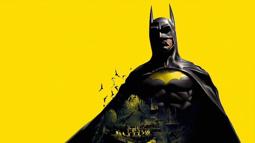 Batman Gelber Hintergrund Superhelden , , Digitale Kunst , Batman Wallpape. Batman, Batman, Batman-Hintergrund HD-Hintergrundbild