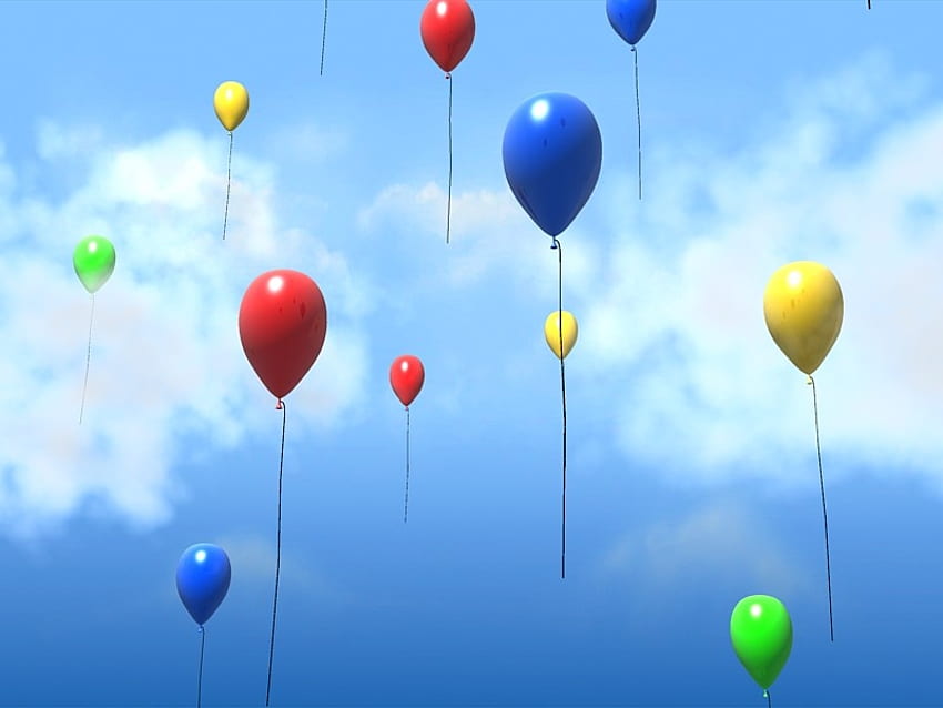 Luftballons, Wolken, Himmel, Farbe HD-Hintergrundbild