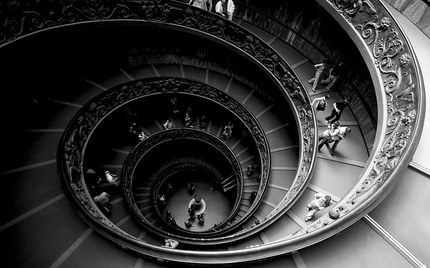 Spiral Staircase. Spiral stairs, Vatican museums, Italy landscape HD wallpaper