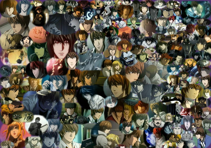 Death Note Collage, ryuzaki, l, raito, lawliet, near, misa, death note, wammy, ryuk, rem, light, mello HD wallpaper