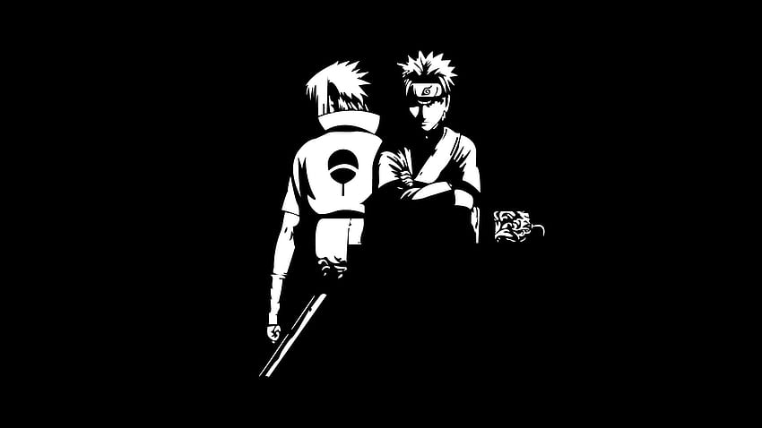 Czarno-biały Naruto Uzumaki Sasuke Uchiha Naruto Tapeta HD