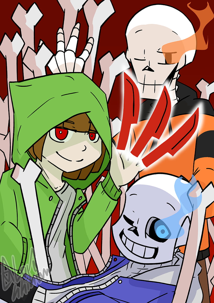 Storyshift Sans And Papyrus, Bad Time Trio HD phone wallpaper
