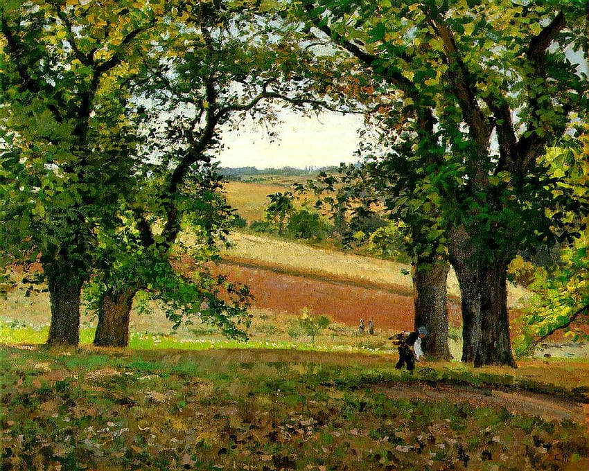 Pissarro, Camille, Les chataigniers и Osny The Chestnut HD тапет