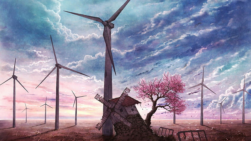 Anime Scenery - Anime, Blue and Pink Landscape HD wallpaper