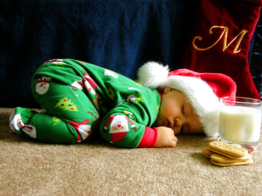 รอซานต้า วันคริสต์มาสอีฟ ที่รัก คุ้กกี้กับนม รอ นอนหลับ ซานต้า วอลล์เปเปอร์ HD