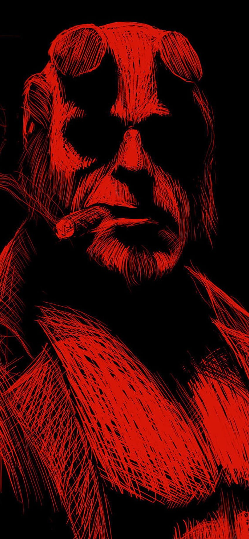 Ilustraciones Hellboy iPhone XS MAX , Superhéroes fondo de pantalla del teléfono