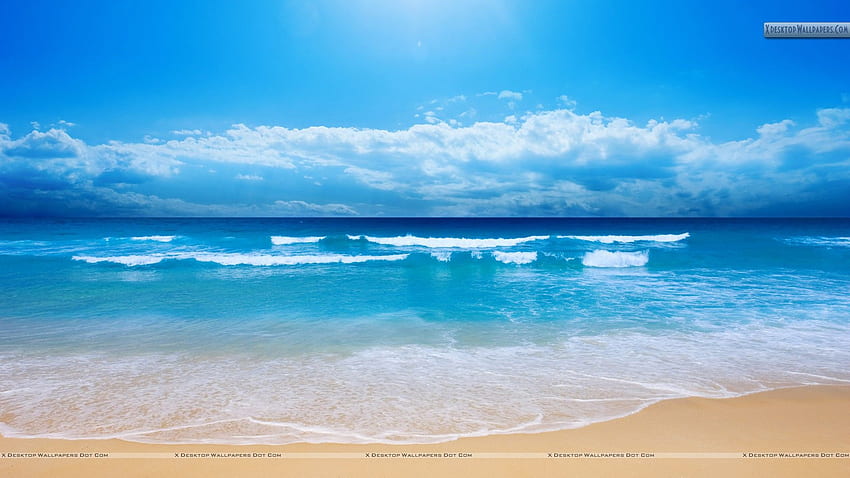 Scène et vagues bleues fraîches de rivage de mer, vagues bleues d'océan Fond d'écran HD