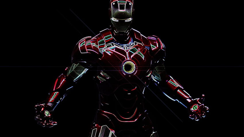 Iron Man, ciemny, lśniący, żelazny garnitur, sztuka cyfrowa Tapeta HD