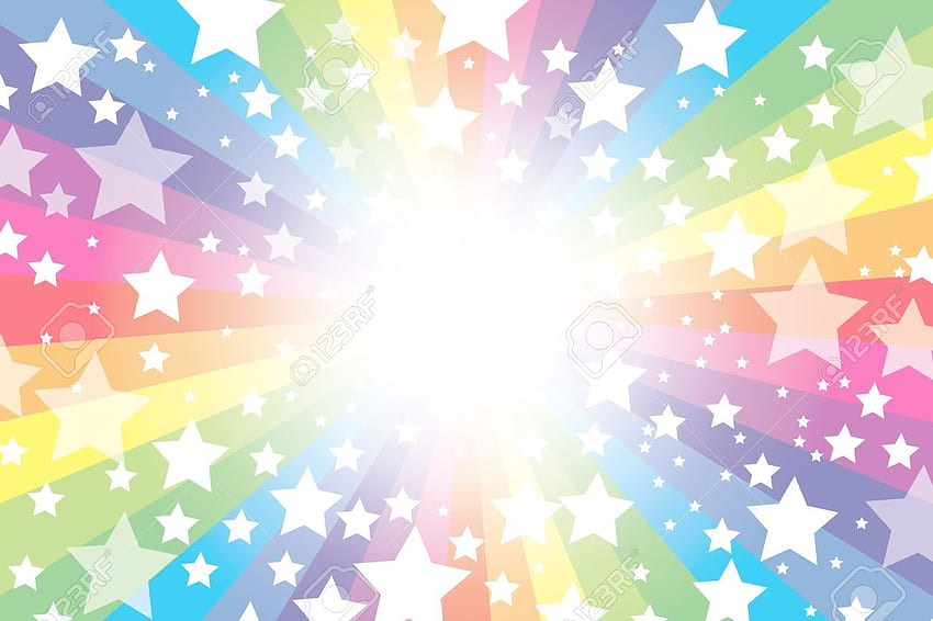 Фонов материал Дъга Цветни звезди на HD тапет