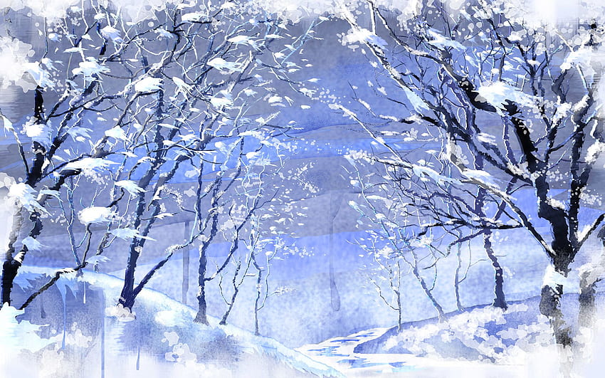 雪景色、雪景色アニメ 高画質の壁紙