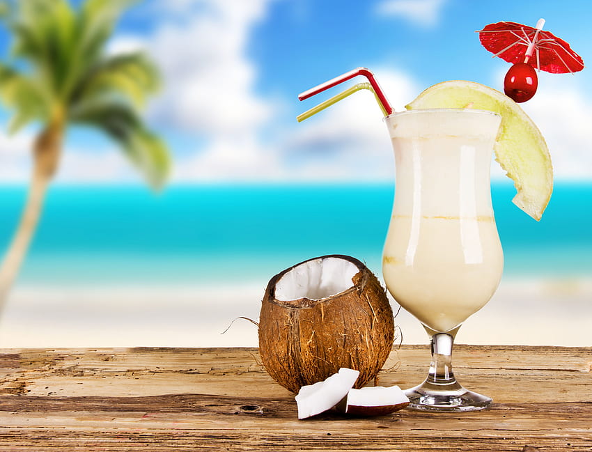 Tropical Beach Coconut Cocktail Background​ High Quality And Transparent PNG Clipart, Coconut Drink HD wallpaper