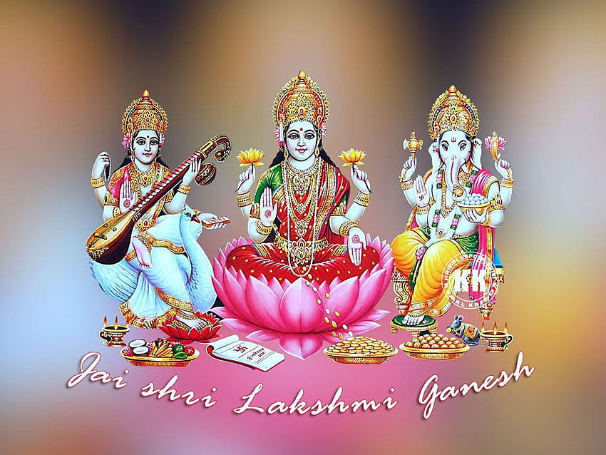 สุขสันต์วัน Diwali กับ Laxmi Ganesh Saraswati - - teahub.io วอลล์เปเปอร์ HD