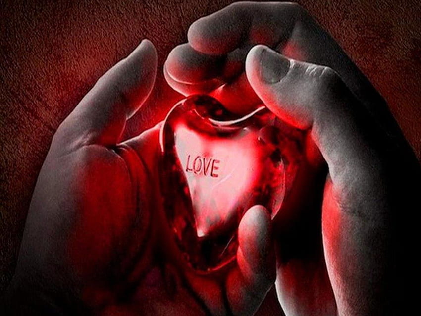 Red Heart, love, hands, romance, writing, hand HD wallpaper