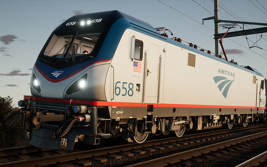 Train Sim World 2020, Amtrak 658, Locomotora eléctrica, AMTK 658, EE. UU., Train Simulator, Ferrocarril fondo de pantalla