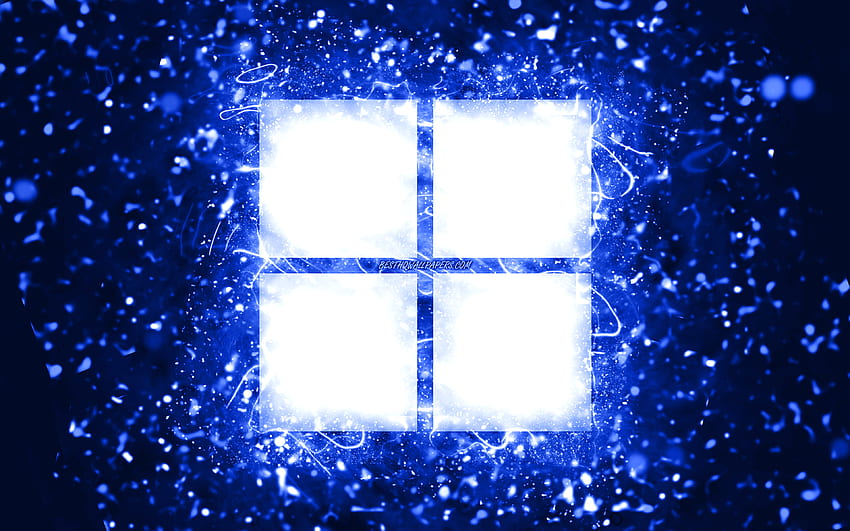 Microsoft dark blue logo, , dark blue neon lights, creative, dark blue abstract background, Microsoft logo, Windows 11 logo, brands, Microsoft HD wallpaper