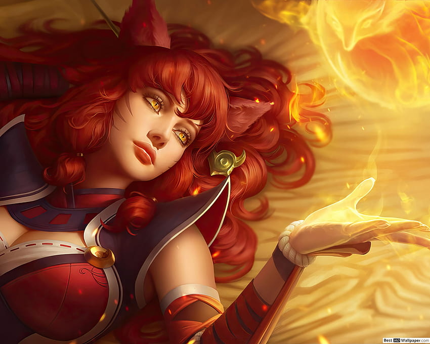 League of Legends [LOL] - Foxfire Ahri (Wild Rift), Flaming Fox HD wallpaper