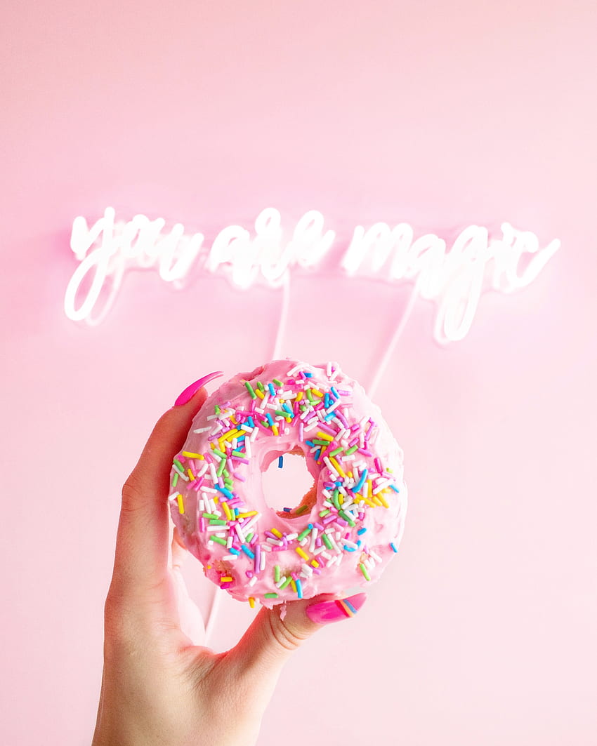 Woman Holding Donut with Sprinkles · Stock, Sprinkle Donut HD phone wallpaper