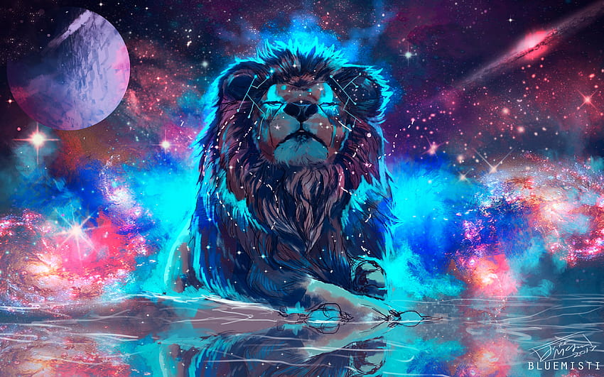 Himmlischer Löwe, Fantasie, U 16:9 . U, himmlischer Raum HD-Hintergrundbild