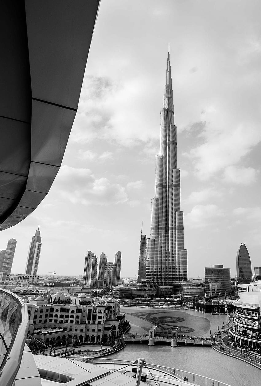 Dubai für iPhone 11, Pro Max, X, 8, 7, 6 - auf 3, Dubai Schwarz und Weiß HD-Handy-Hintergrundbild