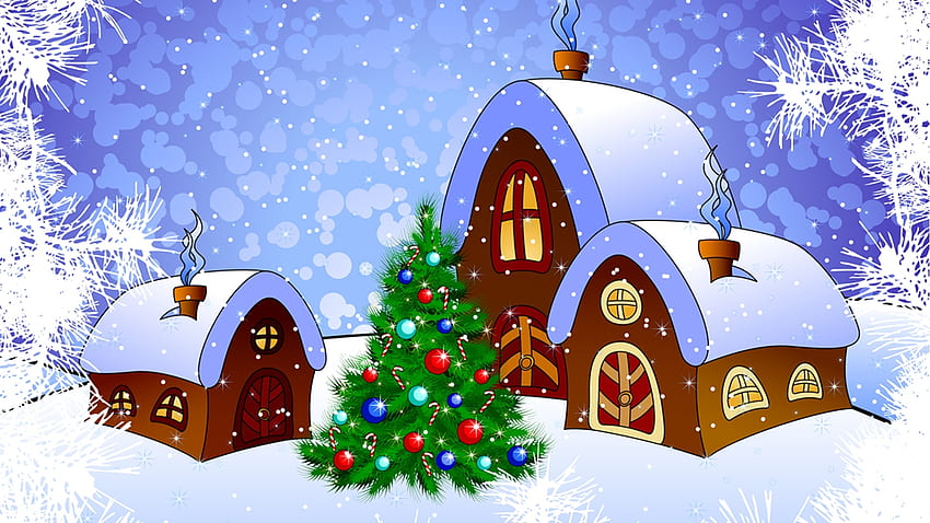 Pondok Natal, musim dingin, rumah, tema Firefox Persona, liburan, pondok, Natal, salju, kabin, pohon Wallpaper HD