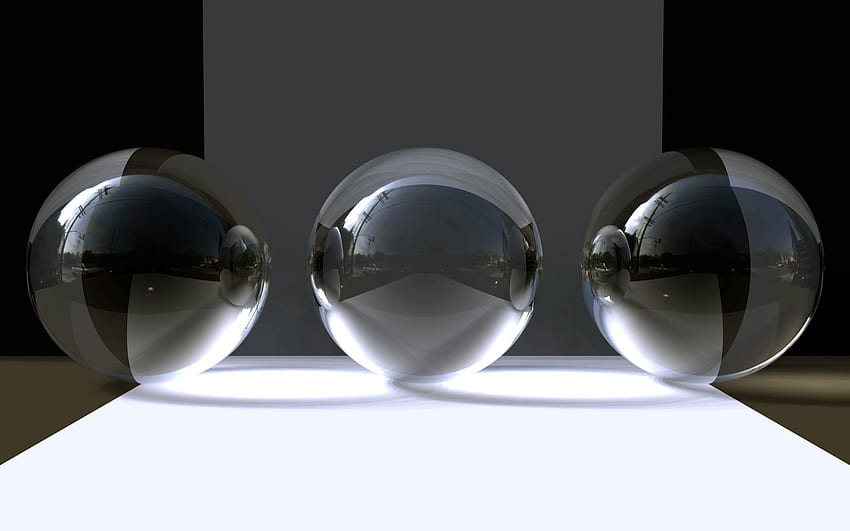 3D, Grey, Glass, Balls HD wallpaper