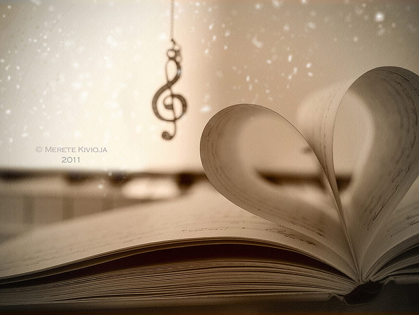 LOVE OF MUSIC, poeira, música, grafia, arte, amor, sépia, coração papel de parede HD
