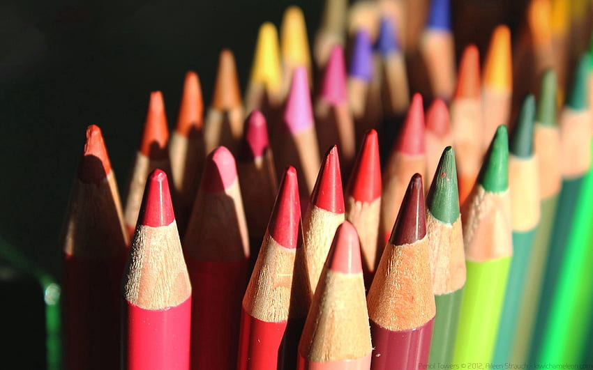 Макро, многоцветни, цветни моливи, цветни моливи, издълбани HD тапет