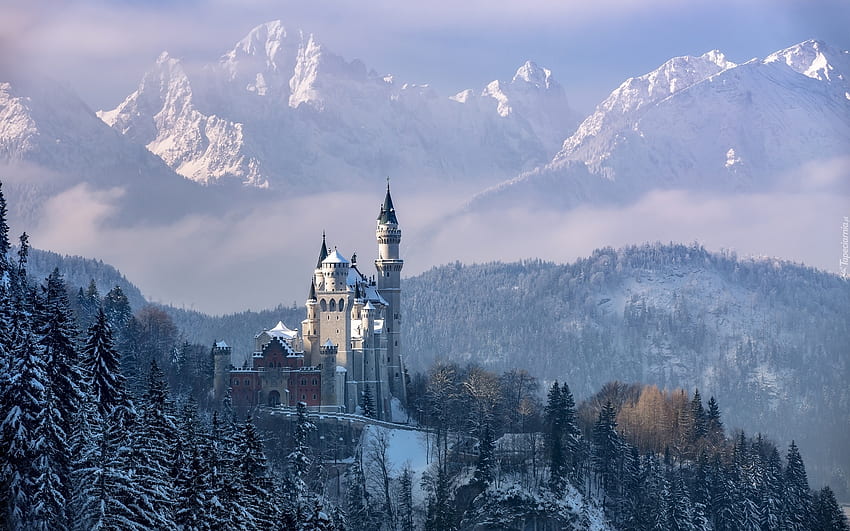 Castillo de Neuschwanstein, Alemania, invierno, montañas, castillo, Alemania fondo de pantalla
