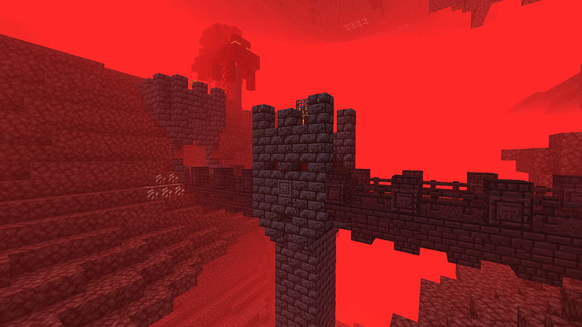 Nether kalesini Blackstone(Phase 3: Bridge and Blaze Spawner) : Minecraft kullanarak yeniden tasarladım. HD duvar kağıdı