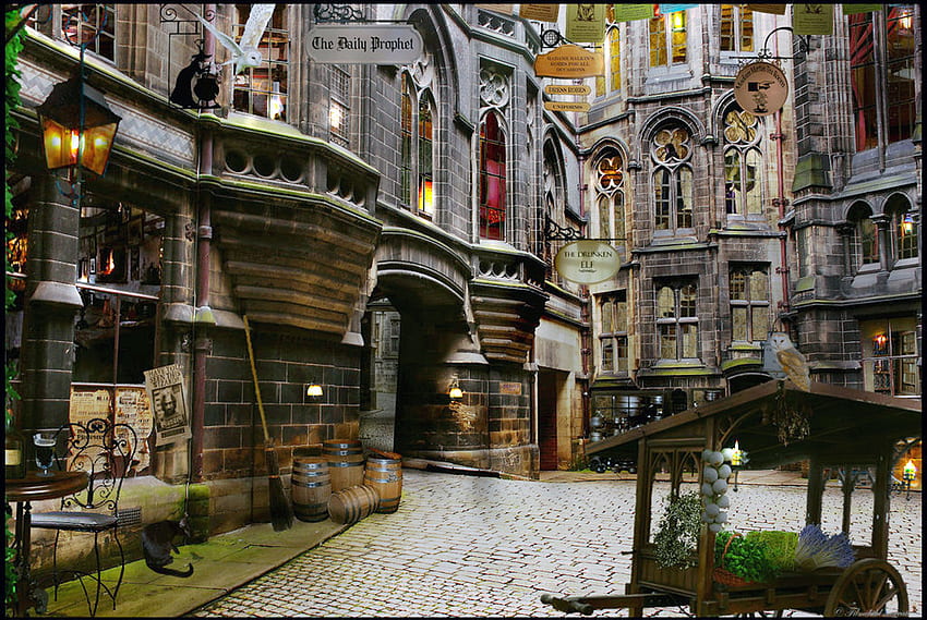 gang diagon , kota, daerah perkotaan, bangunan, pemukiman manusia, kota, Harry Potter Diagon Alley Wallpaper HD