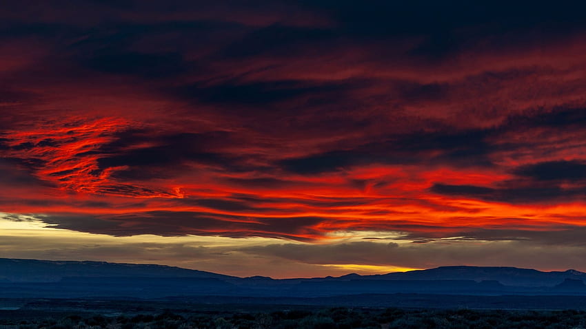puesta de sol, cielo, nubes, monitor Ultra Wide, 2048x1152 Rojo fondo de pantalla