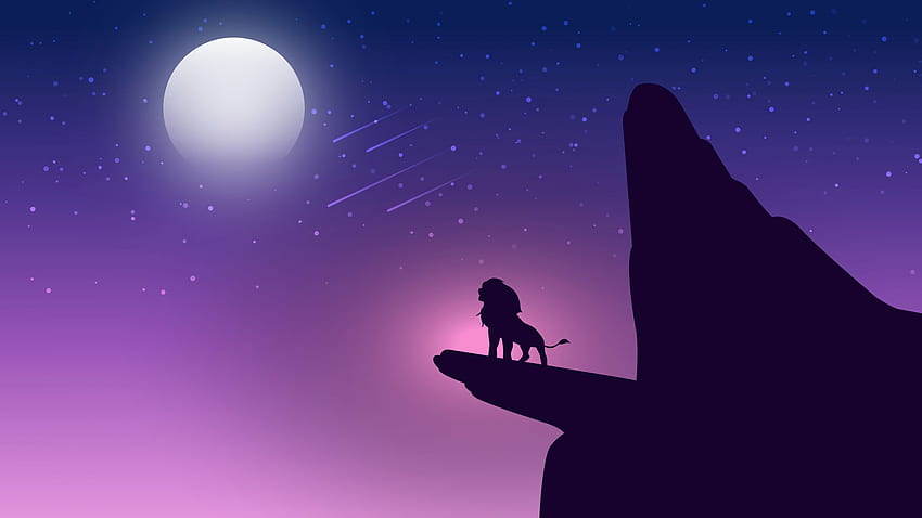 Night, lion king, Simba, minimal, silhouette, art . Art , Silhouette art, Lion king, 2560X1440 King HD wallpaper