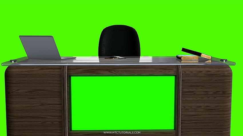 Studio Biurko Tło - Stół I Krzesło - MTC TUTORIALS. Wirtualne studio, zielone tło ekranu, tło Chroma key Tapeta HD