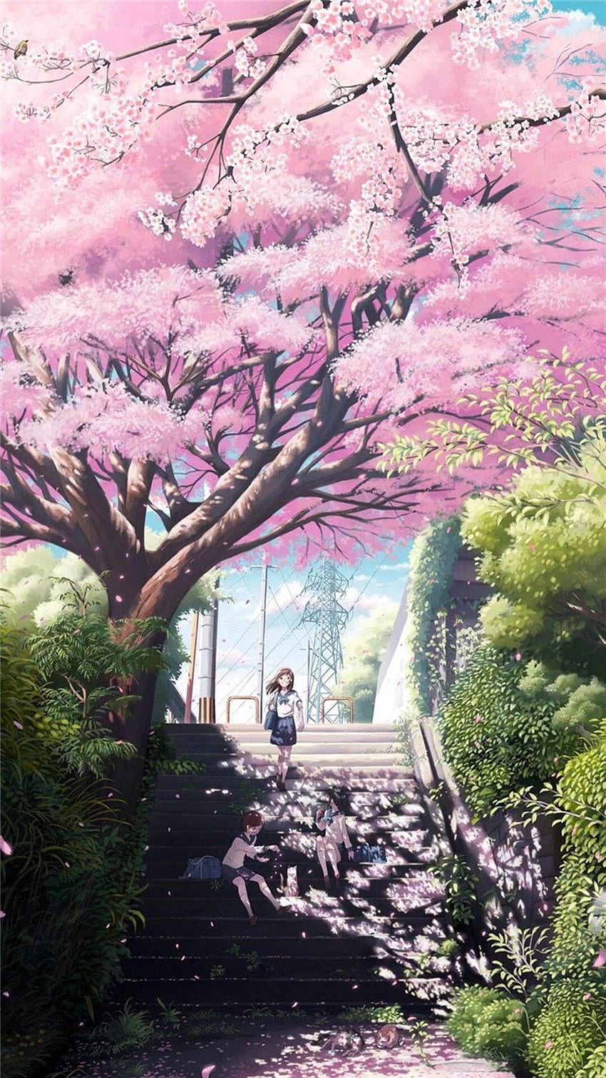 Pemandangan Anime untuk Android, Pemandangan Musim Semi Anime wallpaper ponsel HD