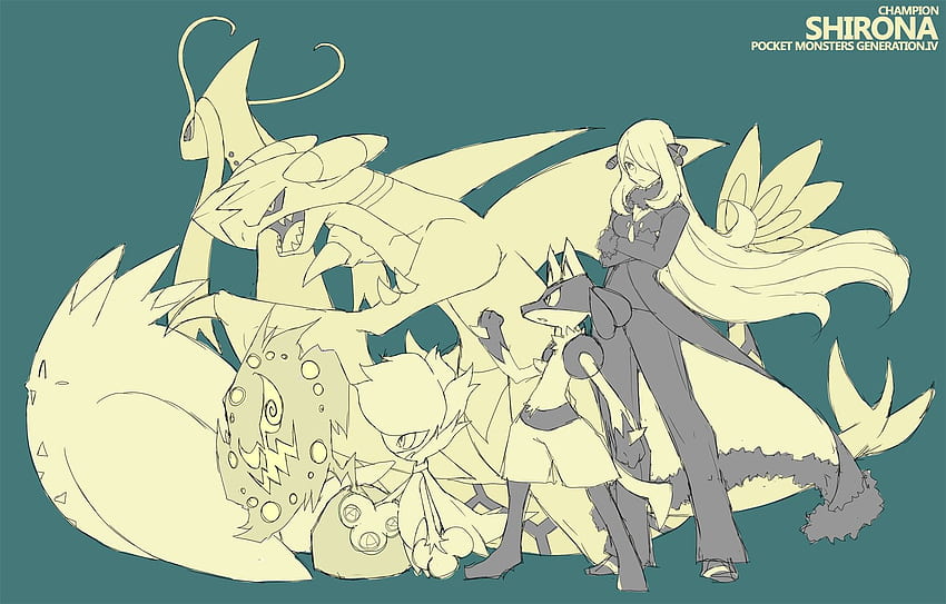 Pokemon, Lucario, Togekiss, Cynthia (Pokémon), Spiritomb, Roselia, Milotic, Garchomp, Anime girls / et Mobile Background Fond d'écran HD