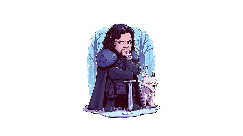 Game of thrones, jon snow, minimal, art, , , background, a03c8c, Jon Snow Cartoon  HD wallpaper | Pxfuel