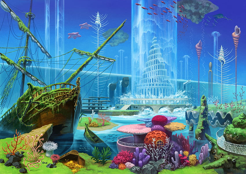Aqua Garden , nights journey of dreams, garden, aqua, dreams HD wallpaper