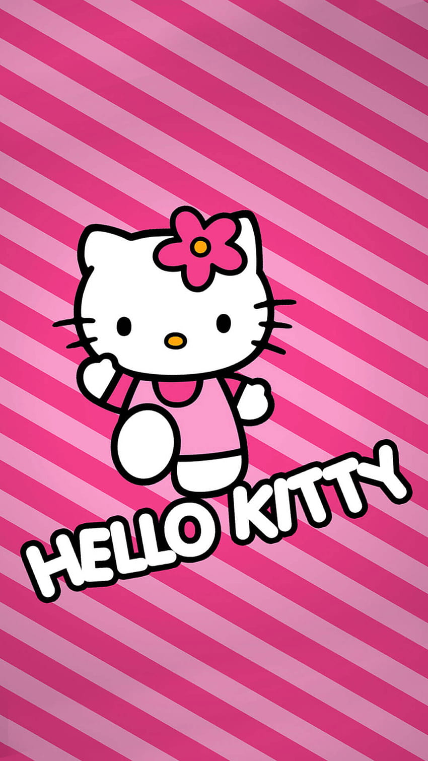 Download Sanrio Desktop Hello Kitty Pink-Striped Background Wallpaper